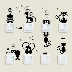 Lovely Light Switch Phone Wall Stickers For Kids Rooms DIY Home Decoration Cartoon Animals Decals PVC Mural Art