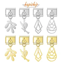 Hapiship Nouvelle Mode Romantique Feuilles Dorées Breloque Pendentif Italien Compatible Bracelet Acier 9mm Accessoires Fabrication DIY DJ1261