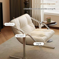 Chaise longue inclinable capitonnée moderne avec repose-pieds, structure en acier inoxydable, tissu en velours givré, écologique, haute qualité