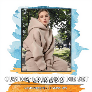 Ensemble de survêtement décontracté pour femme, style hip-hop, broderie personnalisée sur le devant, automne-hiver, sweat-shirt à capuche en tricot court, survêtement deux pièces - Product Image 2