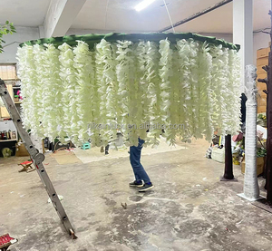 Bruiloft Plafondbloem Met Stof Opknoping Vierkante Vorm Witte Kleur Zijde Hyrangea Voor Bruiloft Plafonddecoratie - Product Image 3