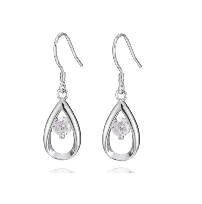 20079-1-1 925 orecchini lunghi di cristallo d'argento di nozze scavano fuori gli orecchini di goccia dell'acqua per le donne