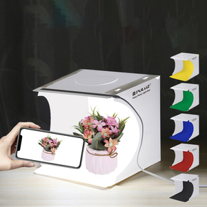 Pupuuz portatile <span class=keywords><strong>Studio</strong></span> fotografico 20cm tenda 550lm scatola luce bianca 1 pannello Led sei colore sfondo Dropshipping - Product Image 3