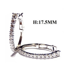 Pendientes de oro blanco de 18 quilates con diamantes redondos para mujer, aretes, aros, diseño informal - Product Image 2