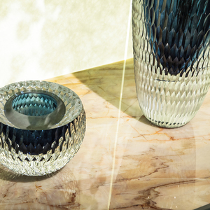 Vases à fleurs en cristal de <span class=keywords><strong>verre</strong></span> de décoration de maison brillant de surface <span class=keywords><strong>bleu</strong></span> foncé riche et calme - Product Image 6