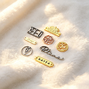 High Quality Custom Metal Brand Labels Own Design Sew-on Metal Logo <b>Tags</b> Private <b>Name</b> Metal Plates for Clothing & Bags - Product Image 2