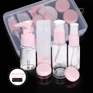 Botol plastik travel sub sampo rambut pet merah muda transparan botol plastik 500 ml