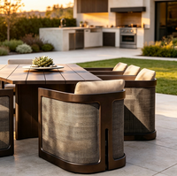 Ensemble de salle à manger d'extérieur moderne personnalisé en aluminium et rotin tressé, table et chaises de patio en aluminium, mobilier d'extérieur