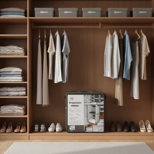 Organizador de Almacenamiento de Tela No Tejida de Doble Capa Mnj, 30x30x50CM, Capacidad de 20-35L, Caja de Ropa Portátil para Armario y Uso Doméstico - Product Image 2