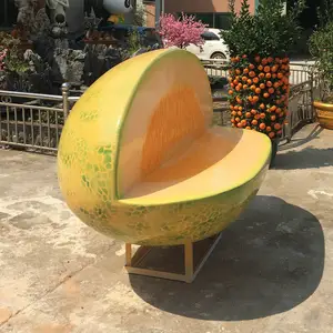 China Factory Fiberglass Furits Sculpture Statue Hami Melon Chair