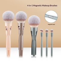 Nouvel ensemble de 4 pinceaux de maquillage magnétiques pour le visage et les yeux, pratique pour les voyages, avec poils en fibres synthétiques