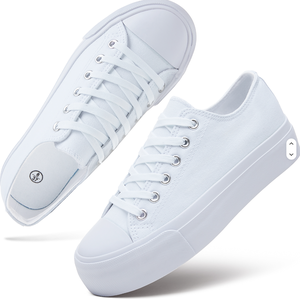<span class=keywords><strong>Scarpe</strong></span> da Passeggio Vulcanizzate <span class=keywords><strong>in</strong></span> <span class=keywords><strong>Tela</strong></span> Nere e <span class=keywords><strong>Bianche</strong></span> alla Moda, Comode e Antiscivolo da Donna, a Taglio Basso, per Primavera Autunno Inverno - Product Image 1