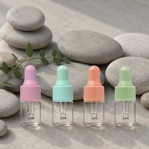 Refillable Glass Dropper <b>Bottle</b> Empty Clear Dropper <b>Bottles</b> with Colored Caps for Serum Essential Oil Cosmetic <b>Travel</b> - Product Image 6