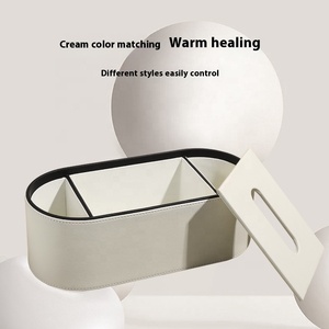 Caja de pañuelos creativa de cuero de lujo avanzado, ecológica, con diseños personalizados, para sala de estar, moderna, con control remoto, FRINS - Product Image 4