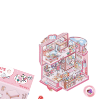 Pour SIMNO Creative Mini Maison Jouet Autocollant Kit Faire Votre Propre Dortoir DIY Artisanat Scènes Vacances Activité Fête Jeu Décoratif