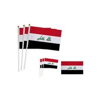 Mini drapeaux irakiens à agiter à la main, flottant dans les mains, avec mât en bambou, logo personnalisé, drapeau national en polyester pour la décoration