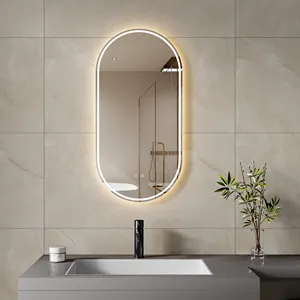 24 X 36 Inch Anti Fog Smart Wholesale Vanity Wall Backlit Touch Screen Bathrooms Led Light Hotel Oval Bath Mirrors