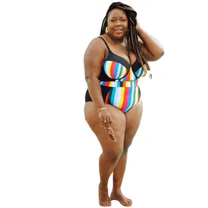 Bikini de cintura alta con abertura para mujer, traje de baño de talla grande 2022
