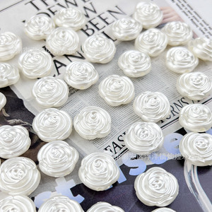 Acrylic Rose <b>Beads</b> Off White Double Sided Flower Shape For Bracelet Making DIY Jewelry Components - Product Image 4
