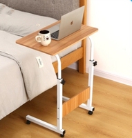 Table d'appoint de lit réglable en hauteur, bureau d'ordinateur relevable avec roulettes, table d'ordinateur pliable, bureau d'ordinateur de lit
