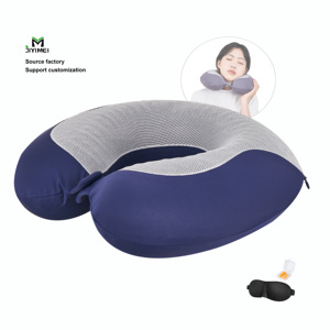 Oreiller de voyage en mousse à mémoire de forme en forme de U, nouveau design tricoté, pour voiture, avion, bureau, sieste, avec boîte de rangement, de la marque JIYIMEI - Product Image 4