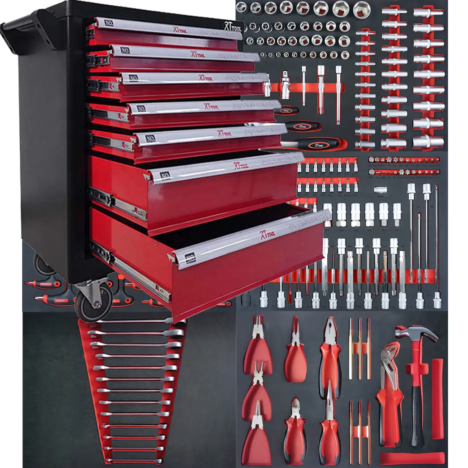 298pcs Professional All kind of Tools with Tool Cabinet, Workshop Trolley Cabinet