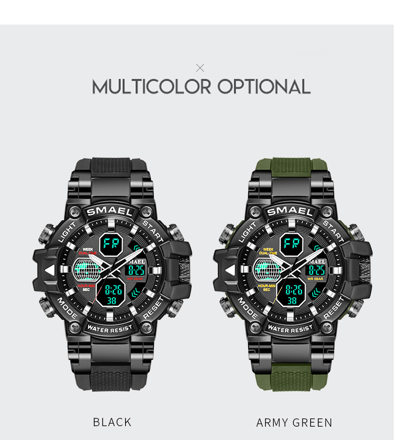 Watches men original brand SMAEL 8027 luxury mens watches quartz digital plastic men's sport watch