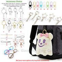 Porte-clés en peluche de souris blanche adorable avec nœud rose, anneau en métal, porte-clés animal de dessin animé, jouet en peluche personnalisé