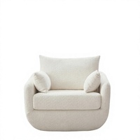 Fauteuil d'appoint pivotant à 360°, 39,3 pouces, en tissu bouclé Sherpa surdimensionné, avec coussins de dossier et d'accoudoirs amovibles, base en traîneau, doux et confortable