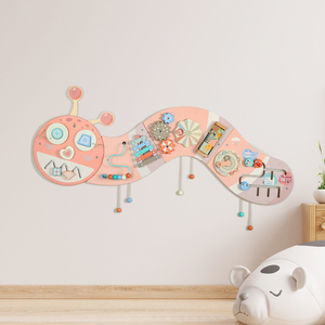 Sâu bướm màu hồng tay-on và não-kích thích Montessori đồ chơi bằng gỗ tấm Tường gameplay đa dạng bận rộn Hội Đồng Quản trị đồ chơi - Product Image 1