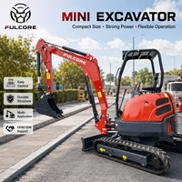 Mini-excavatrice FULCORE durable EPA avec commande de soupape hydraulique de précision pour la pose de tuyaux, sans cabine