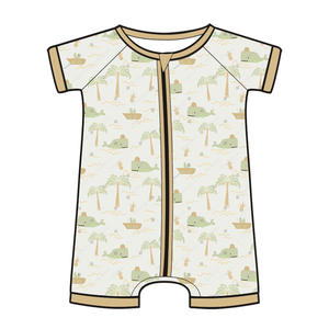 สำหรับผู้ค้าปลีกที่ใส่ใจสิ่งแวดล้อม ชุดบอดี้สูทเด็กอ่อนทำจากไม้ไผ่ออร์แกนิกแบบซิป พร้อมโลโก้สั่งทำ ขายส่ง - Product Image 3