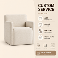 Fauteuil de salle à manger moderne et minimaliste rembourré en tissu tissé beige, dossier haut, chaise d'appoint pour salle à manger, salon, salle de séjour