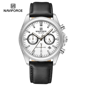 นาฬิกา NAVIFORCE รุ่น 8082L ใหม่ล่าสุด นาฬิกาควอตซ์โครโนกราฟลำลอง สายหนังแท้ นาฬิกาควอตซ์แท้สำหรับธุรกิจ - Product Image 1