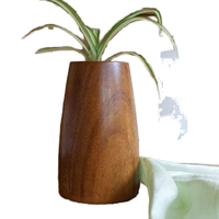 Dekorasi Rumah Kustom Gaya Rustic Modern Botol Bunga Kayu Melingkar Logo Kustom Vas Minimalis Buatan Tangan untuk Ruang Tamu Cina