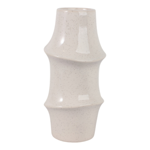 Vase en céramique minimaliste à finition mouchetée avec détail annulaire pour la décoration du salon, fleurs fraîches - Product Image 1