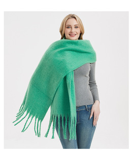 Phụ nữ thời trang lớn mùa đông kiểm tra khăn choàng và quấn tùy chỉnh thiết kế khăn dài với cảm giác cashmere ấm áp dày - Product Image 1