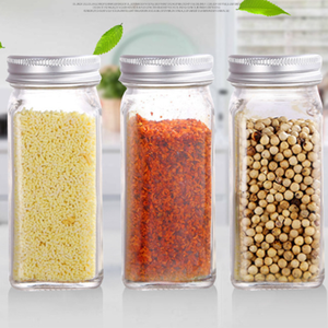 Frascos de Vidro Reciclados em Forma Quadrada de 3,3oz para Especiarias, Embalagem de 100ml com Tampa de Dosagem - Product Image 3