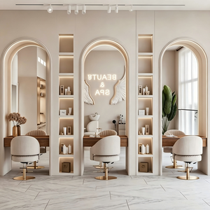 Luxury Salon Interior Design Custom <b>LED</b> <b>Mirror</b> Display Shelving | High Quality Durable Eco-Friendly Turnkey Salon Fit-Out - Product Image 1
