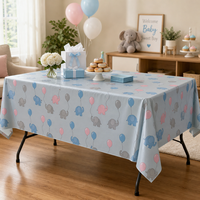 Nappe carrée jetable imperméable en PEVA motif éléphant pour baby shower, fête, maison, cuisine, pique-nique, barbecue, anti-déversement, facile à nettoyer, colorée