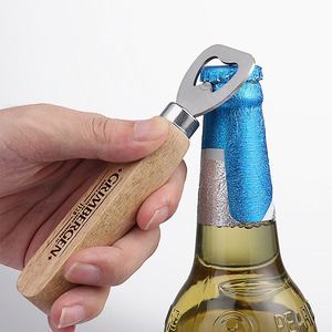 Abridores de Botellas de Cerveza de Madera Personalizados al por Mayor con Logotipo Láser en la Mango de Madera, Abridores de Botellas Portátiles de Acero Inoxidable para Bartenders - Product Image 3