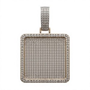 Pendentif personnalisé en or et rhodium plaqué, serti de moissanite, breloque lettre rectangulaire effet diamant, bijoux hip-hop unisexe - Product Image 3