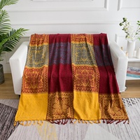 Dulcis Bohème Jacquard Chenille Jeté Couverture 100% Polyester Motif Floral Réversible Europe Style Doux Chaise Couch Cover