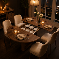 Table à manger ronde extensible moderne et pliable avec rangement dissimulé, en MDF, pour 4 à 8 personnes