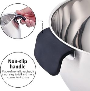 Set di Ciotole <span class=keywords><strong>Fungho</strong></span> in Acciaio Inossidabile con Base in Silicone, Manico Antiscivolo, Beccuccio e Coperchio in PE - Ecologico, per Cucinare e Lavabile in Lavastoviglie - Product Image 3