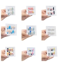 Vente flash : 10 faux ongles réutilisables en ABS acrylique, motif carré amande, couverture complète, pose rapide avec colle pour les doigts