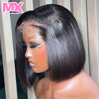 Perruque Bob Courte 4x4 en Cheveux Naturels Bruts Brésiliens Remy pour Femmes Noires, Vente en Gros, Pas Cher, 14 Pouces, Perruques Bob à Dentelle Transparente