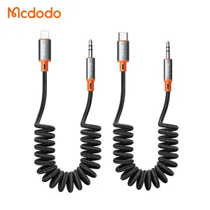 Mcdodo 089/090 Cables de resorte en espiral 3,5mm Audio A Adaptador tipo C Cable auxiliar Cable de Audio 3,5mm macho para iPhone 1,8 metros