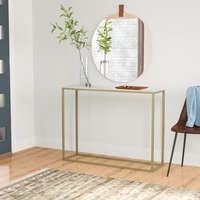 Table de Console de luxe moderne au Design Simple, Table d'angle supérieure en marbre doré, Table de Console d'entrée