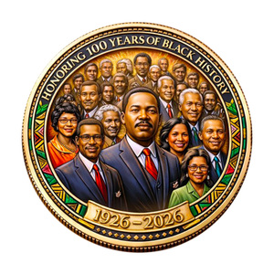Moneta Commemorativa del 100° Anniversario della Storia Afroamericana USA, Artigianato in Metallo, Decorazione a Tema Patrimonio Culturale, Souvenir Storico - Product Image 5